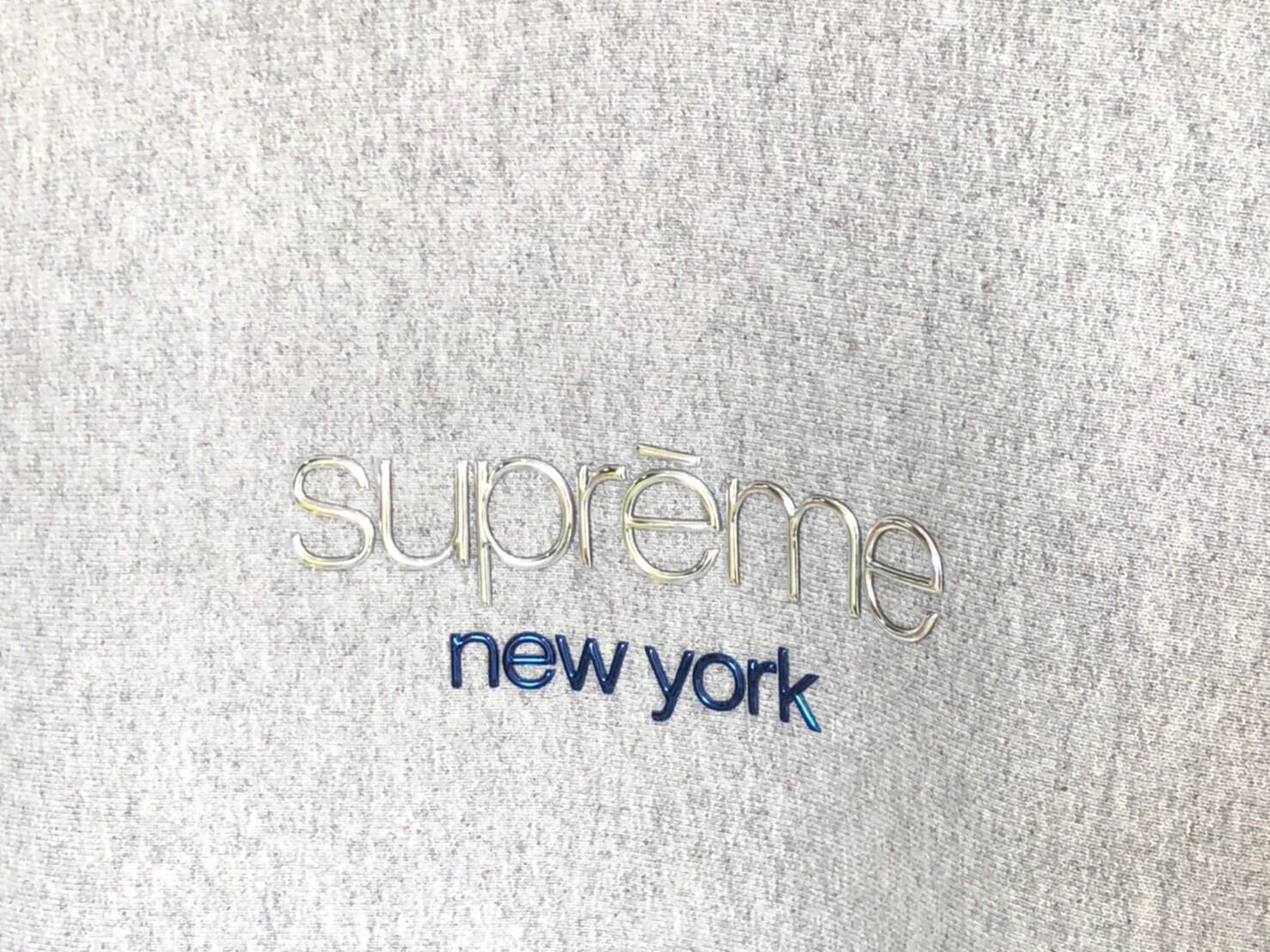 Supreme CHROME CLASSIC LOGO HOODED SWEATSHIRT GREY MEDIUM II0119 