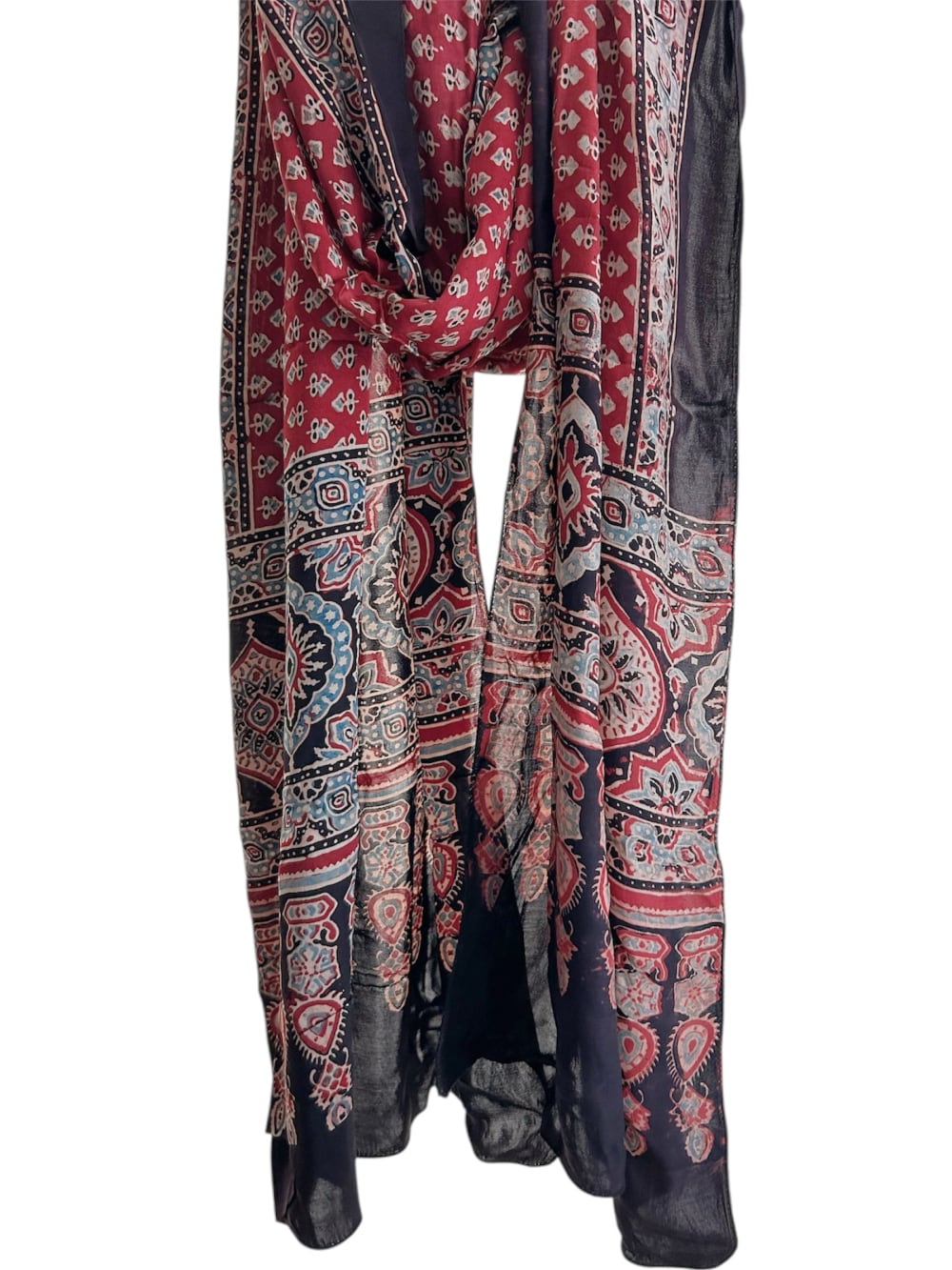 ストール アジュラック ブロックプリント モダールシルク C | アジアの