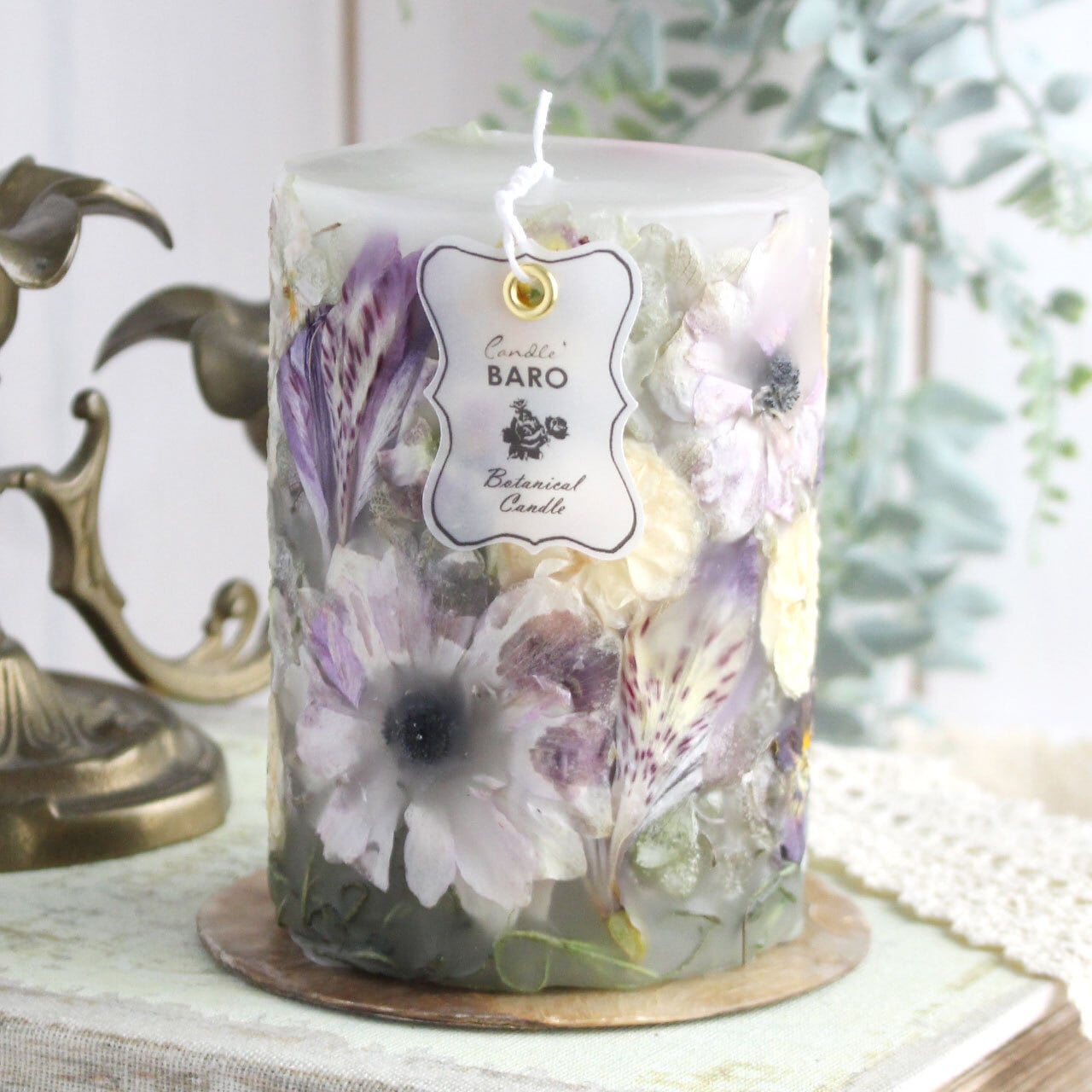 B221 ガーデンボタニカルキャンドル アネモネ バラ アルストロメリア Etc Candle Baro