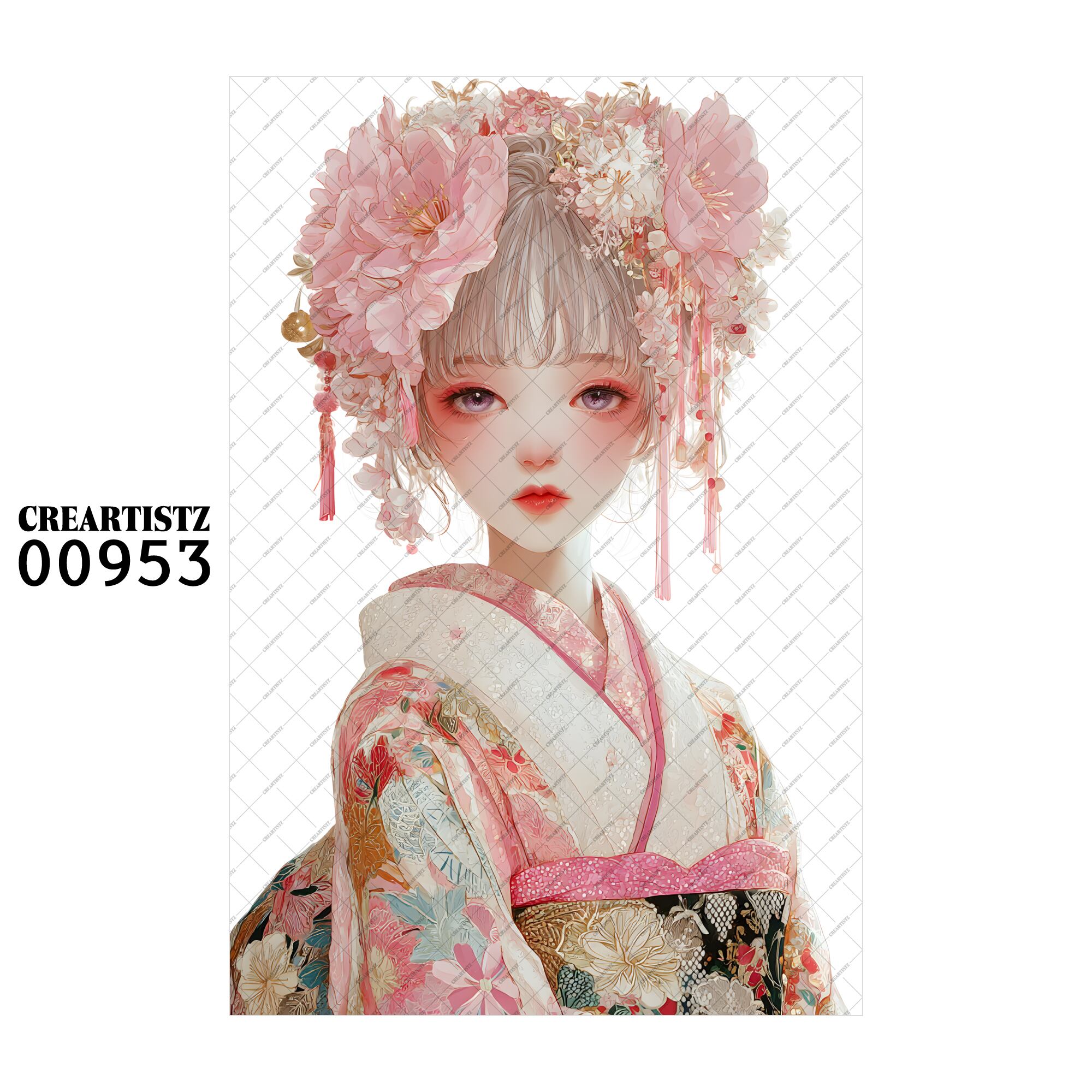00953 ガール キュート オリジナル ペーパー/ステッカー 4枚セット CREARTISTZ