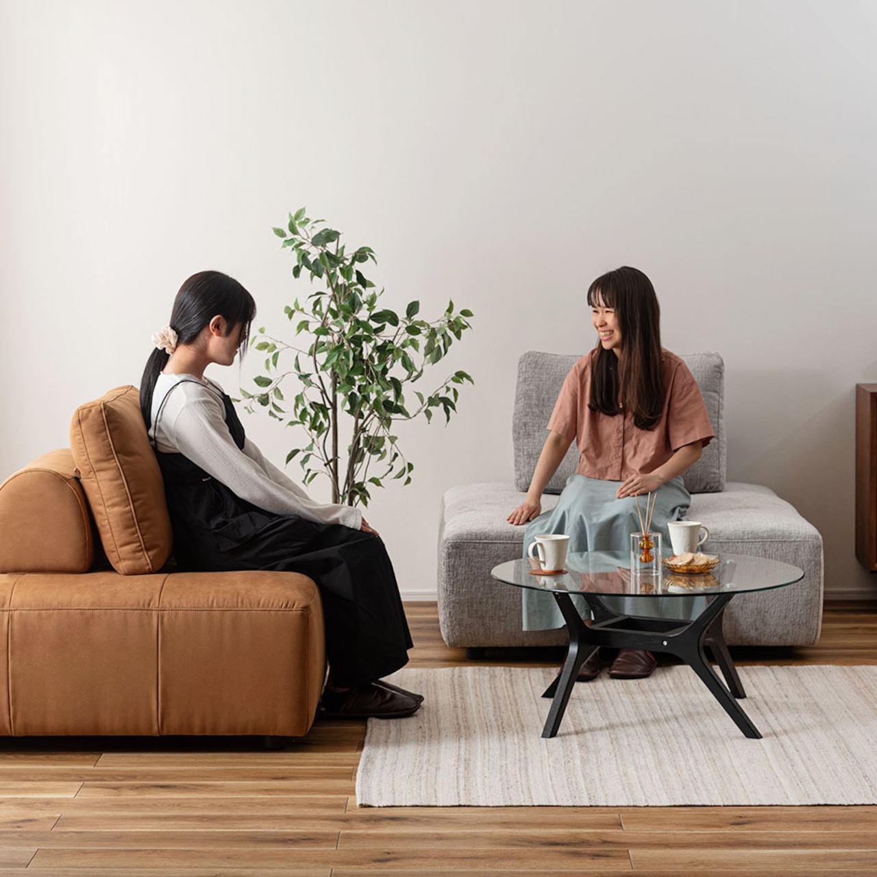 ワイド 一人掛けソファ クッション付き