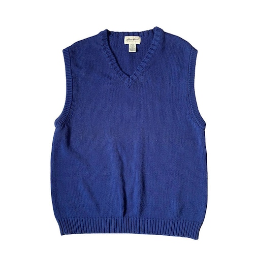 "90s Eddie Bauer" blue cotton knit vest