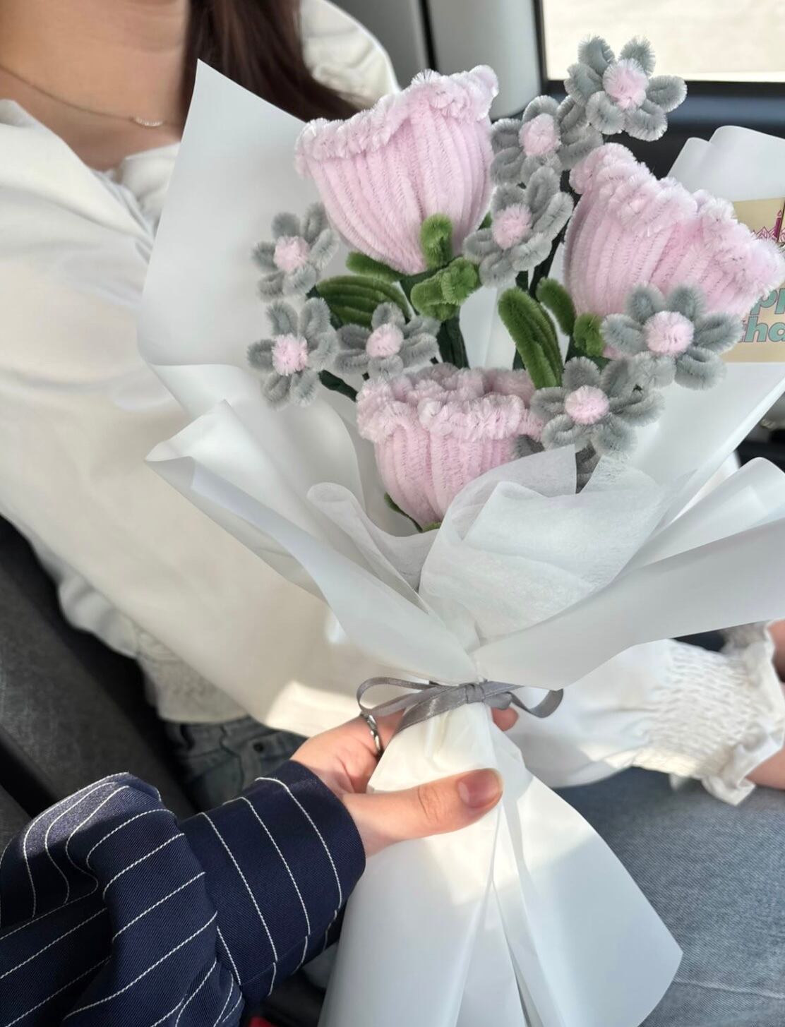 pink×gray M bouquet【モールフラワー6本】 | VOMUL
