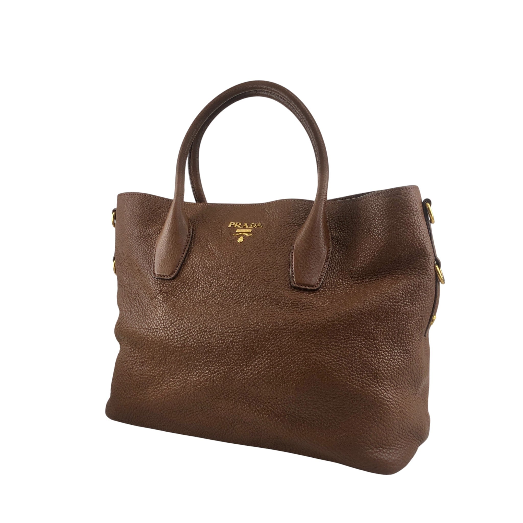 PRADA プラダ ハンドバッグ ブラウン ロゴ レザー 2way vintage