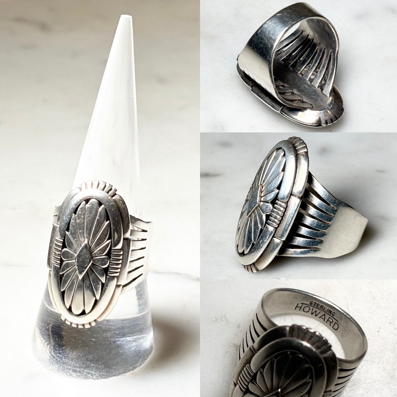 navajo HOWARD NELSON silver sunburst box ring