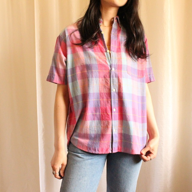 マドラスチェックシャツ　　　ピンク