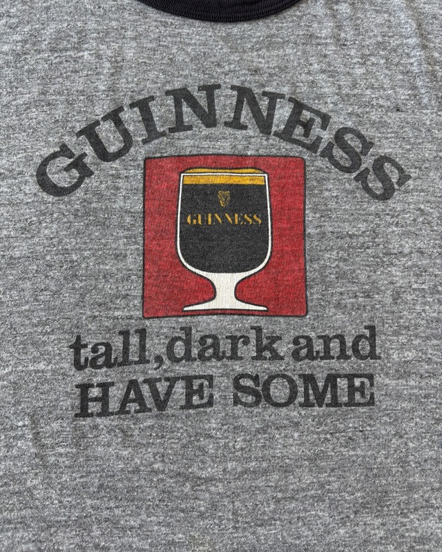 -GUINESS- Vintage 70s XL Beer ringer T-shirt made in USA