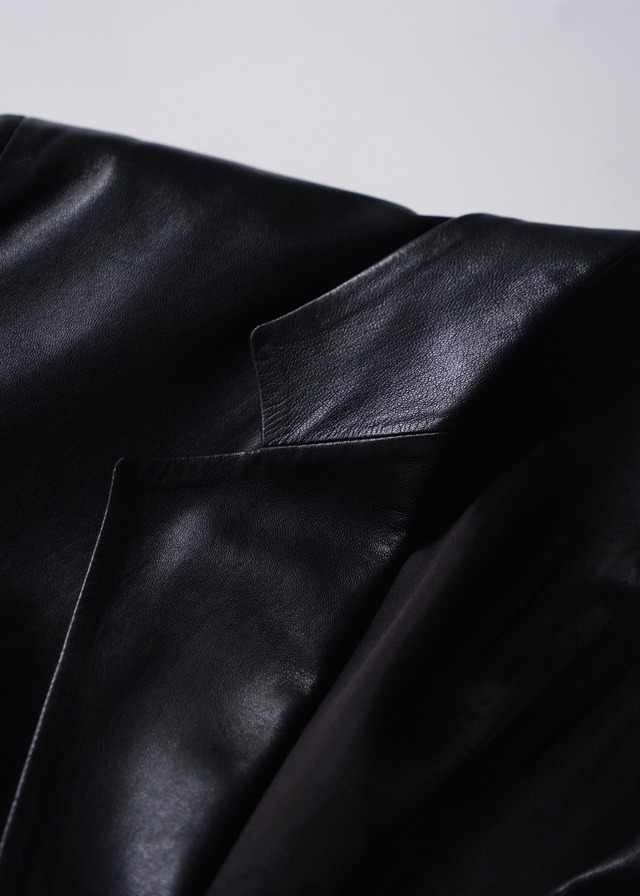 HELMUT LANG fly front leather chesterfield coat