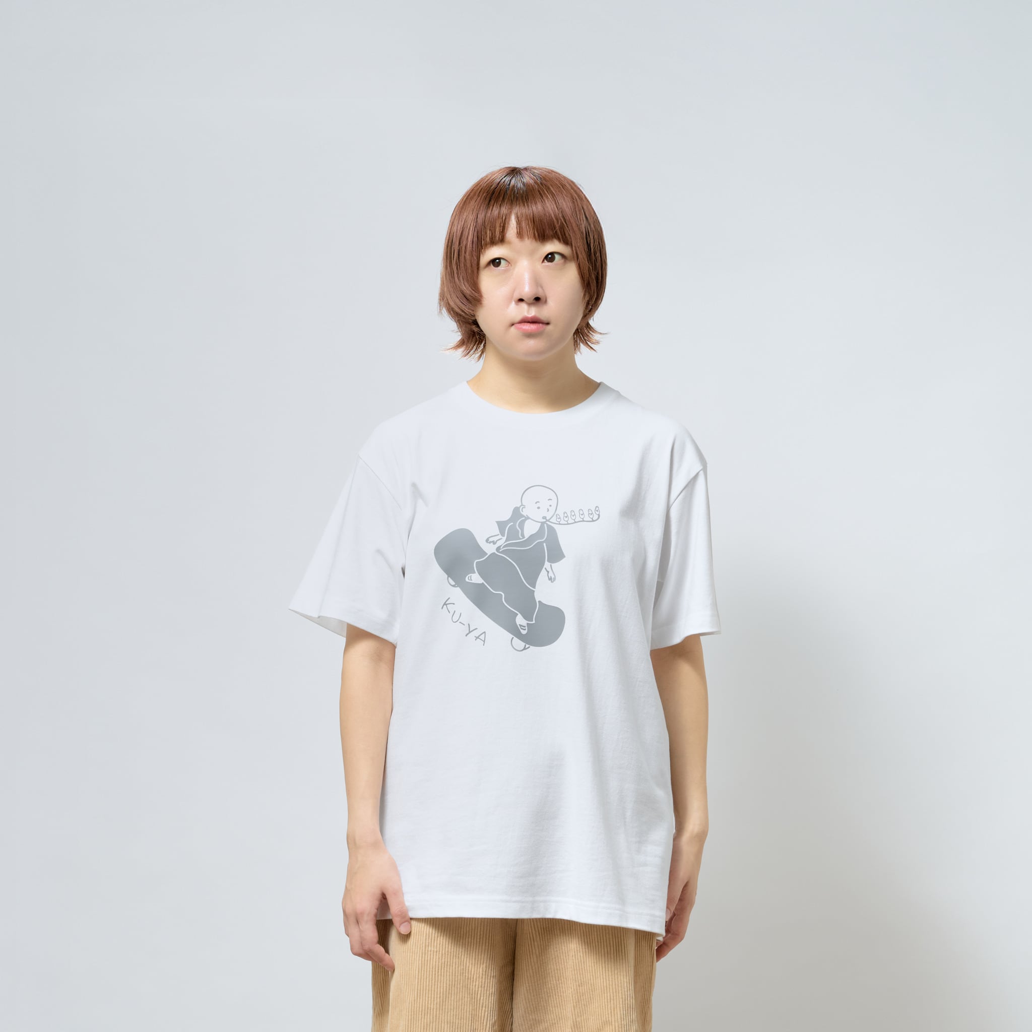 空也上人とスケボー 六波羅蜜寺 Tシャツ (プリント) 6.2oz ホワイト