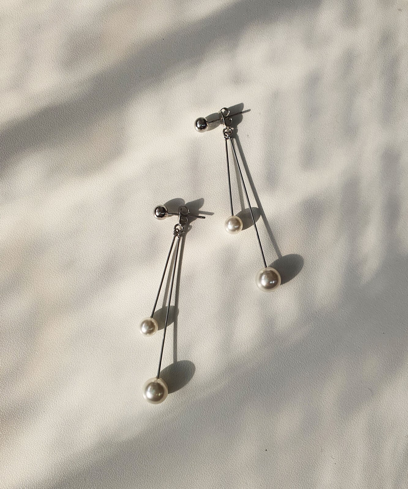 2連 チェーン パール ドロップピアス 真鍮 韓国製