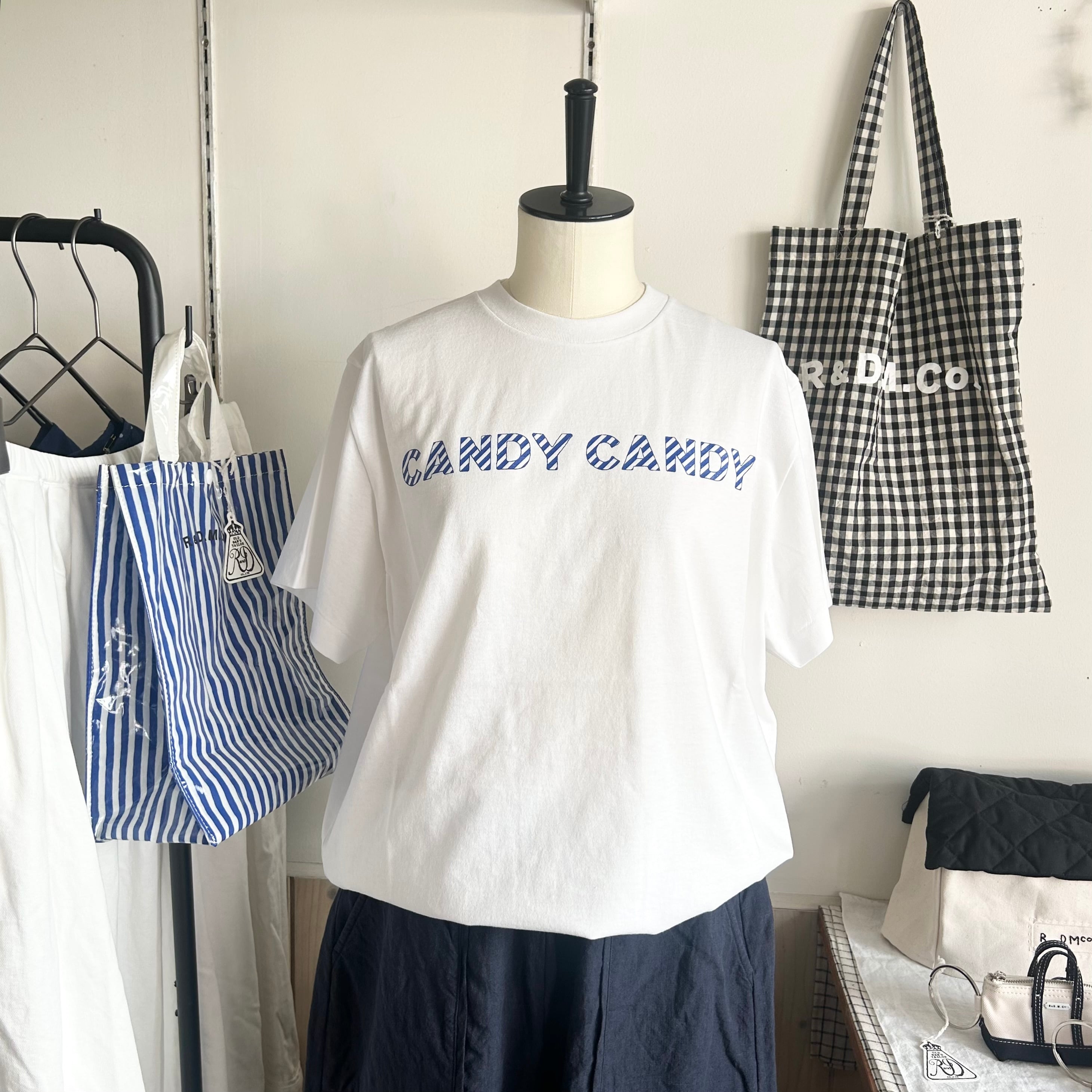 R&D.M.Co- オールドマンズテーラー CANDY CANDY T SHIRT STRIPE Blue