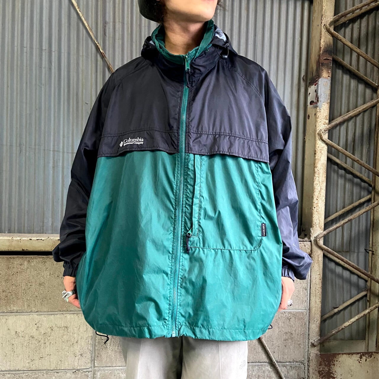 90s Columbia ナイロン 個性 カラー ビックサイズ ゆるダボ