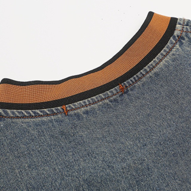 v-neck number denim sweatshirt　Vネックナンバーデニムスウェットシャツ　J1497