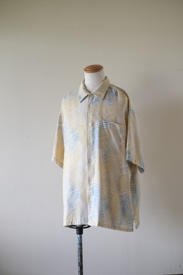 00s Chevron Pattern Silk Shirt "Genelli"