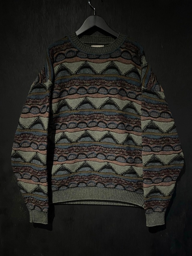 【WEAPON VINTAGE】Special Artistic Pattern Mohair Mix 3D Knit