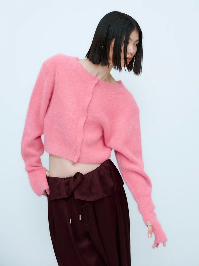 THINGS THAT MATTER　シングスザットマター  / 2WAY CROPPED FOX KNIT CARDIGAN