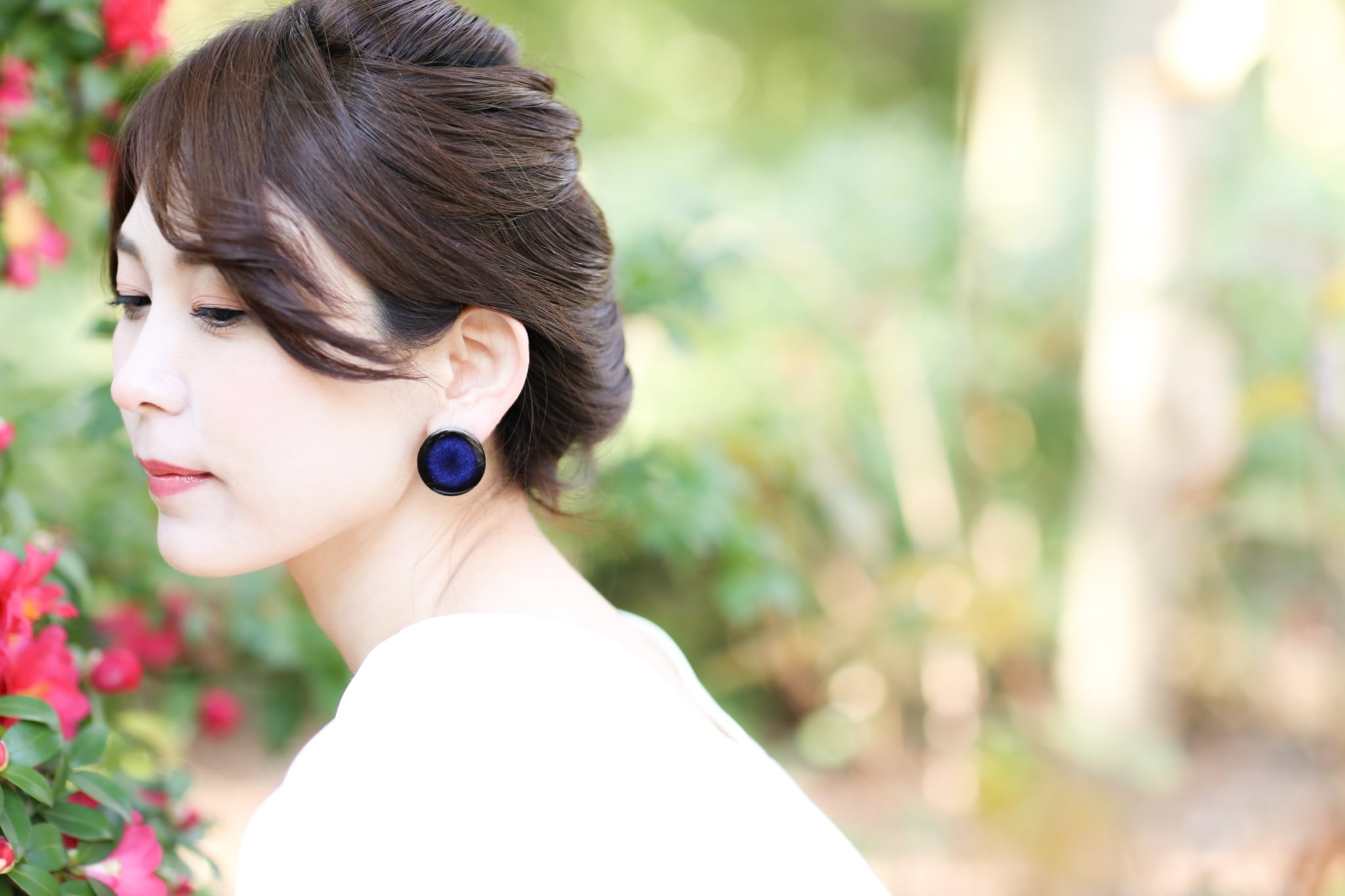 304 popolo(ぽぽろ)伝統文化品多治見美濃焼タイル ピアス 天壇青（てん