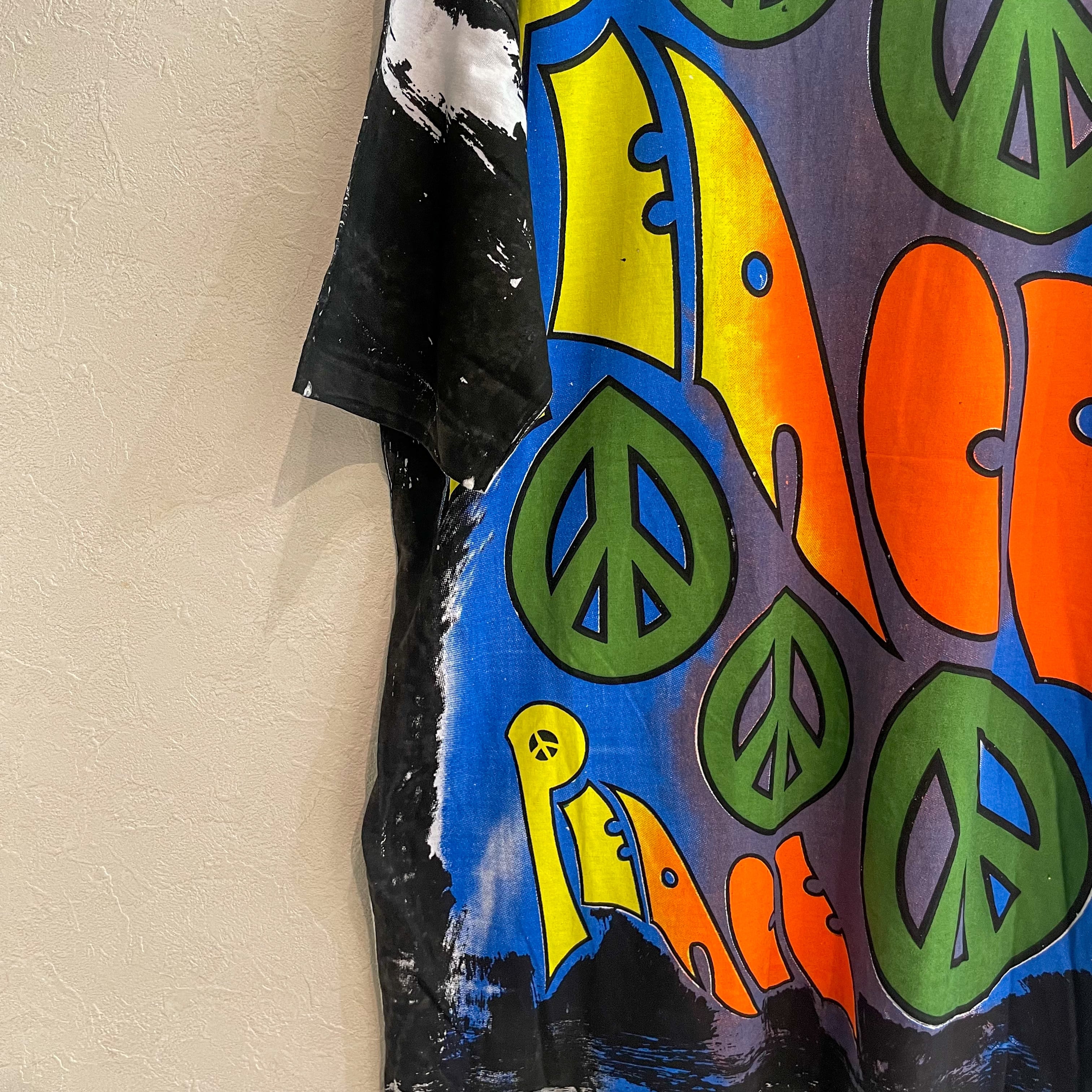PEACE T-shirt ピースマーク Tシャツ 古着 ハンドペイント風 | YurAre
