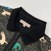 PAUL & JOE SISTER ポール&ジョーシスター 猫総柄 ジップアップ ワンピース ジャケット サイズ 40/ブラック×マルチ