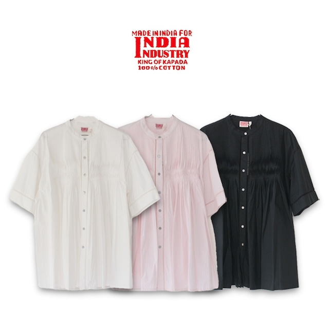 INDIA INDUSTRY [インディアインダストリー] W PIN TUCK SHIRT [ND-B0114POP] ピンタックシャツ・コットンシャツ・ブラウス・チュニック・LADY'S [2024SS]