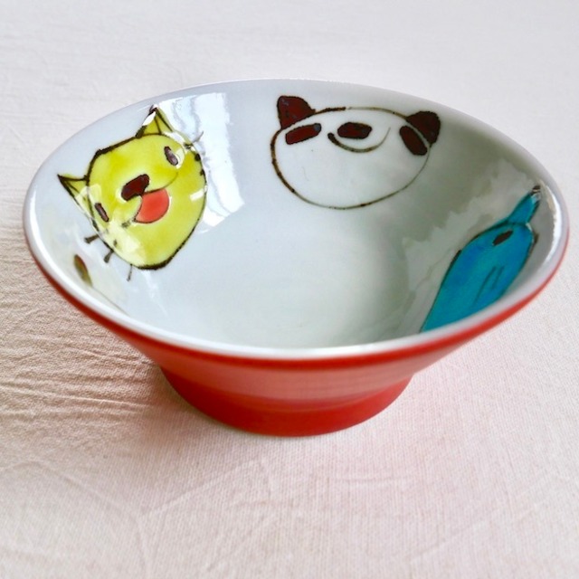 村田菜穂美作　めし碗  赤巻 みんなお友達　［2104130001161］