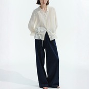 Volant Ivoire Pintuck Blouse F0548