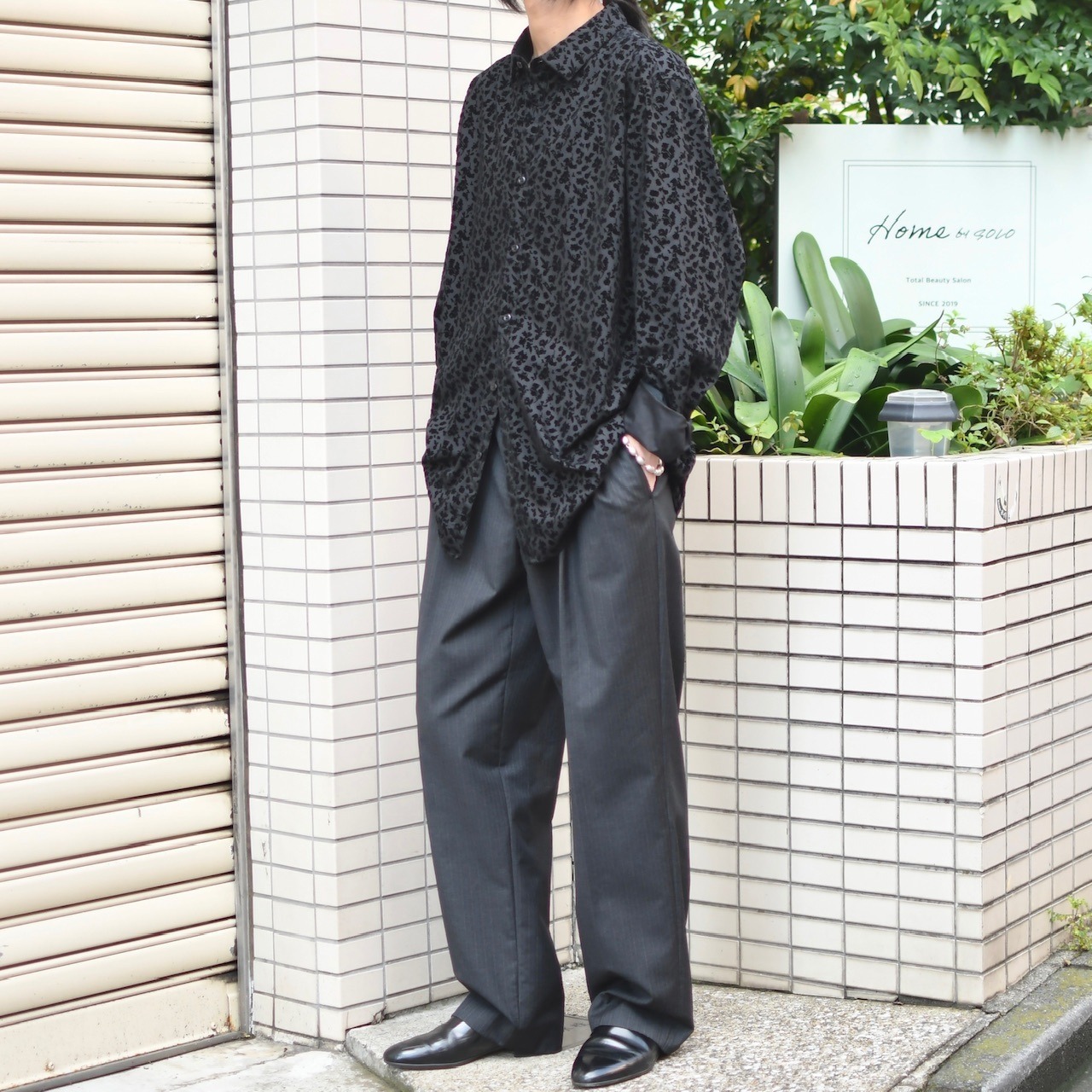 design velour pattern shirt black
