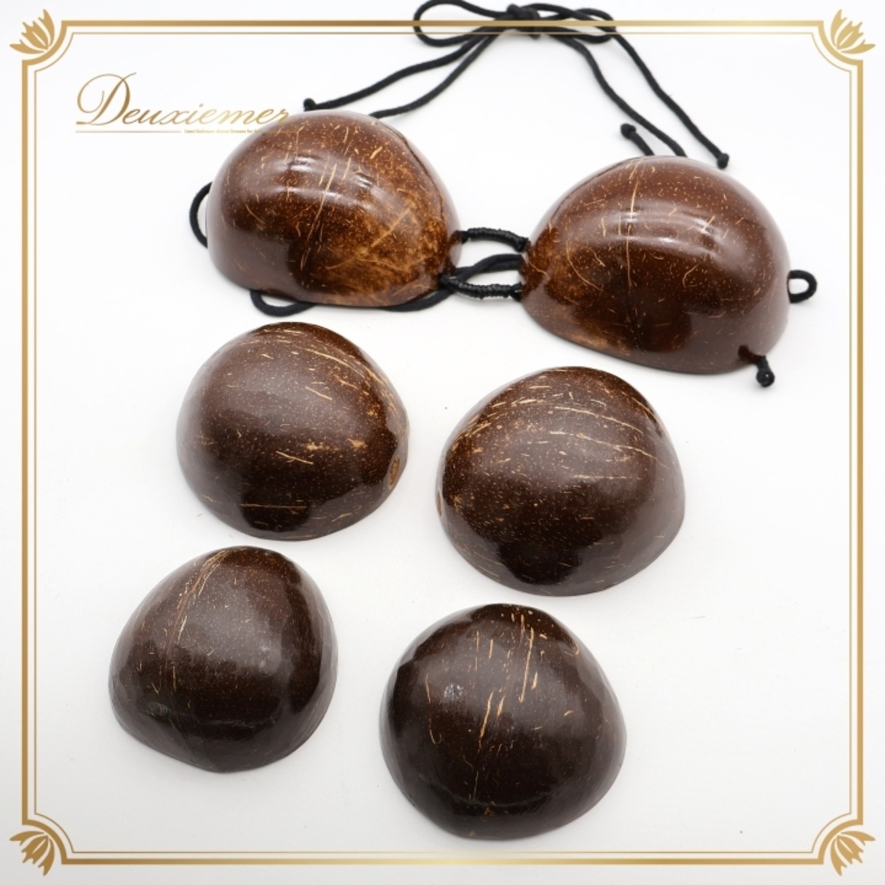 タヒチアンダンス 衣装 まとめ売り 全3点 セット ブラウン系 ココブラ ココナッツブラ 茶 フラダンス 紐 オテア フラ ダンス ダンス衣装 イベント ステージ 練習 レッスン 艶 光沢