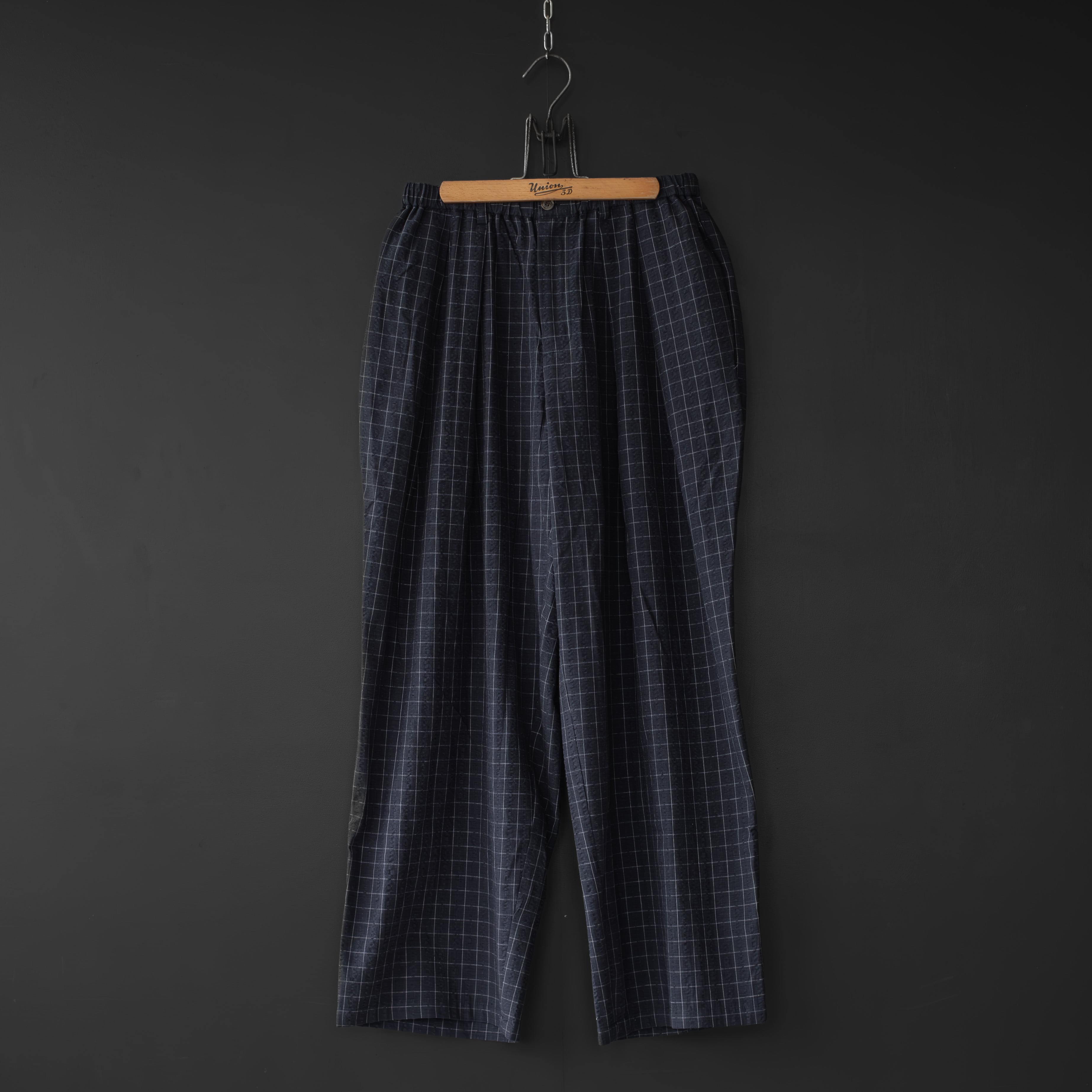modem design】 check wide pants (navy) | dros dro