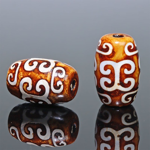 〔Z93-5〕【天珠】2個入り 約21x13mm 回紋珠 天珠 守り 開運 風水 【ランダム発送】