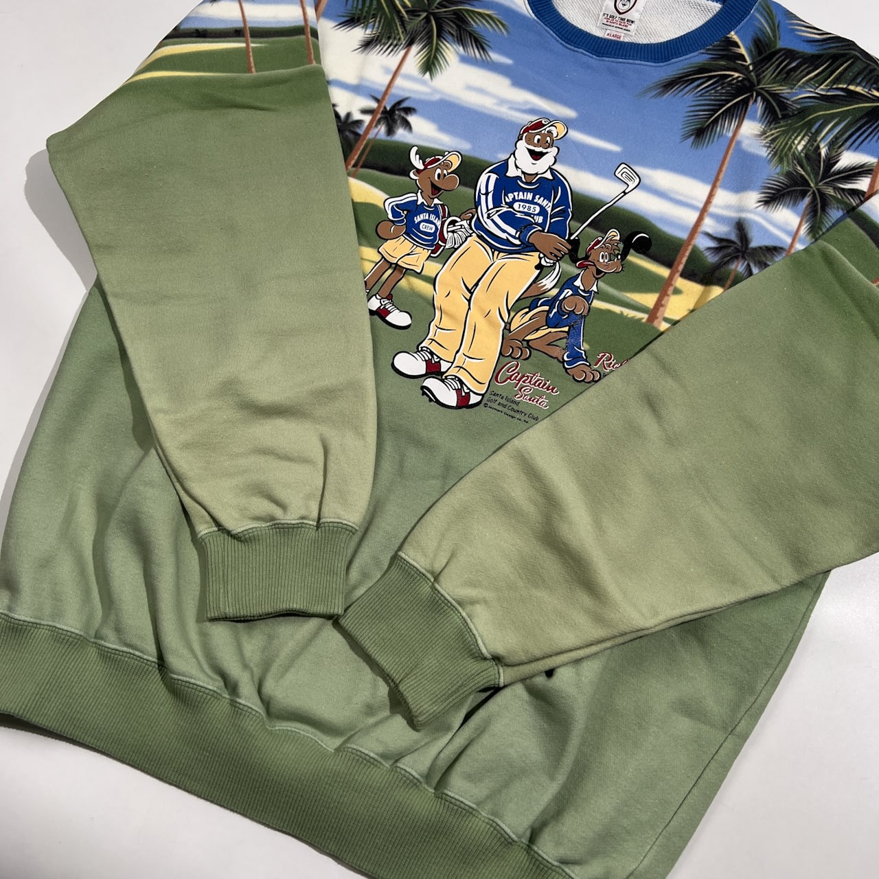 CAPTAIN SANTA キャプテンサンタ GOLF CLUB 総柄 グラデーション プリント スウェット トレーナー XL /ブルー×イエロー×グリーン
