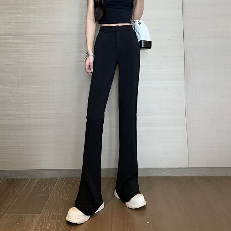 スタンダードスタイルサマーハイウェスト薄手ルーズカジュアルパンツ レトロ 夏物 ハンチェンe70281561708