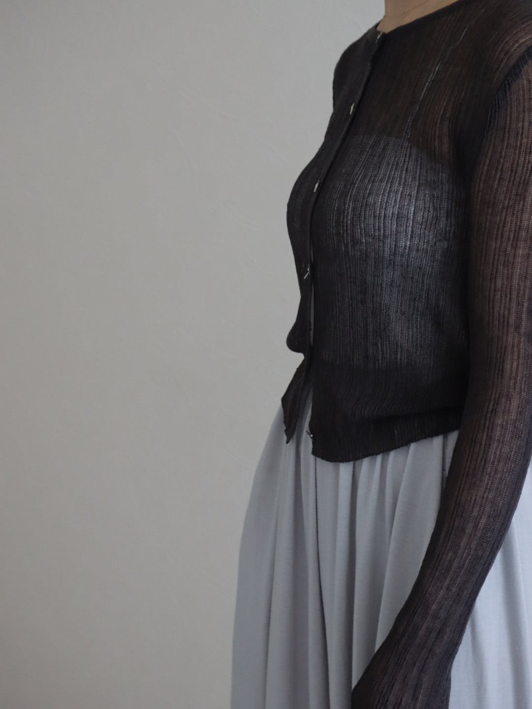 fine mesh knit cardigan (charcoal gray)