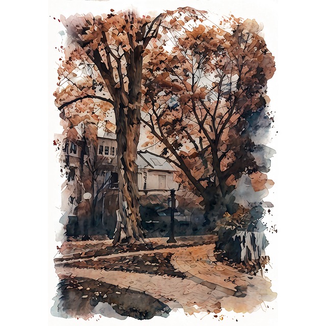 絵画 秋の風景 風景画 インテリアアート額付き 水彩画・油絵調 WAT0462