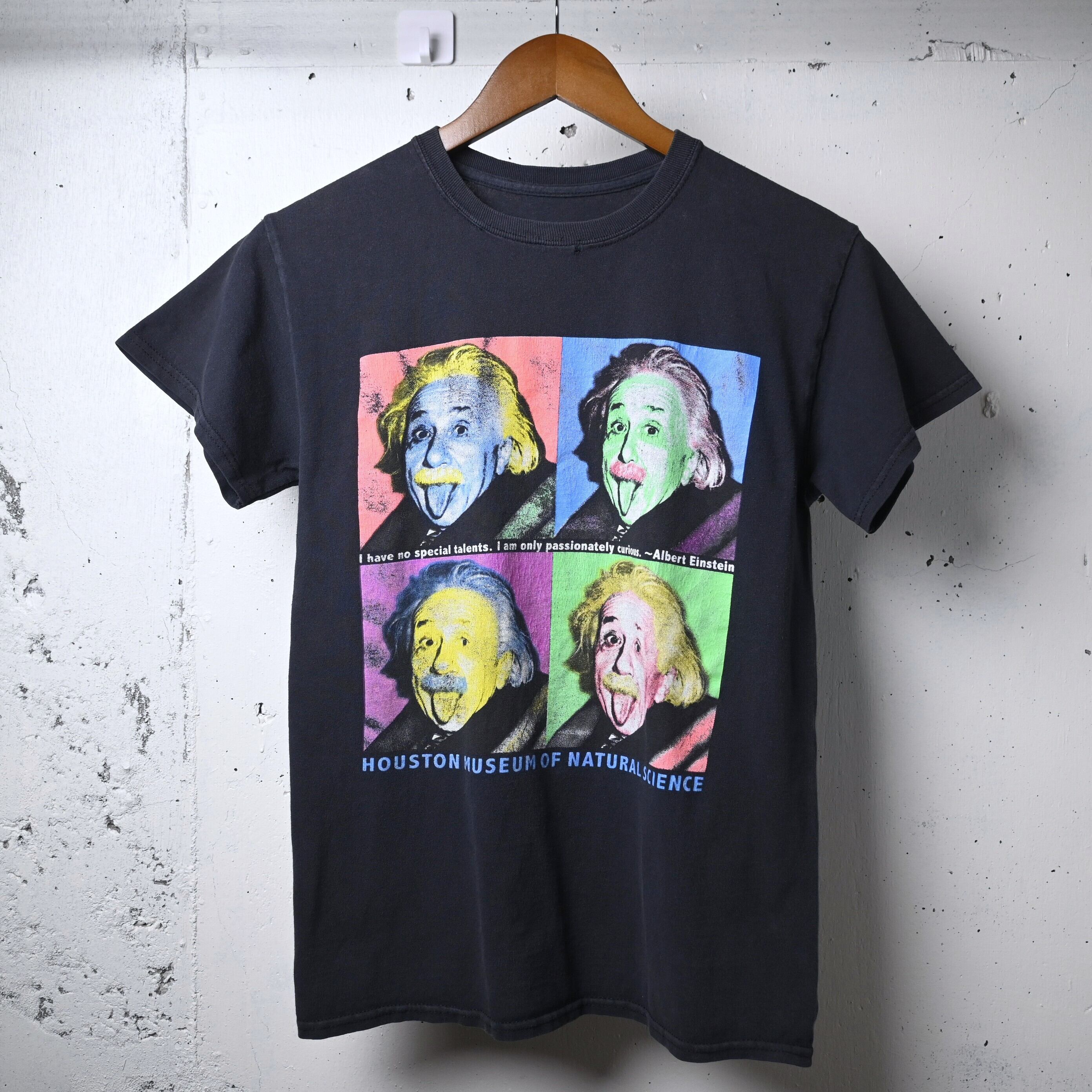 about M ] Unknown Einstein Houston Museum Print T-shirt , Black