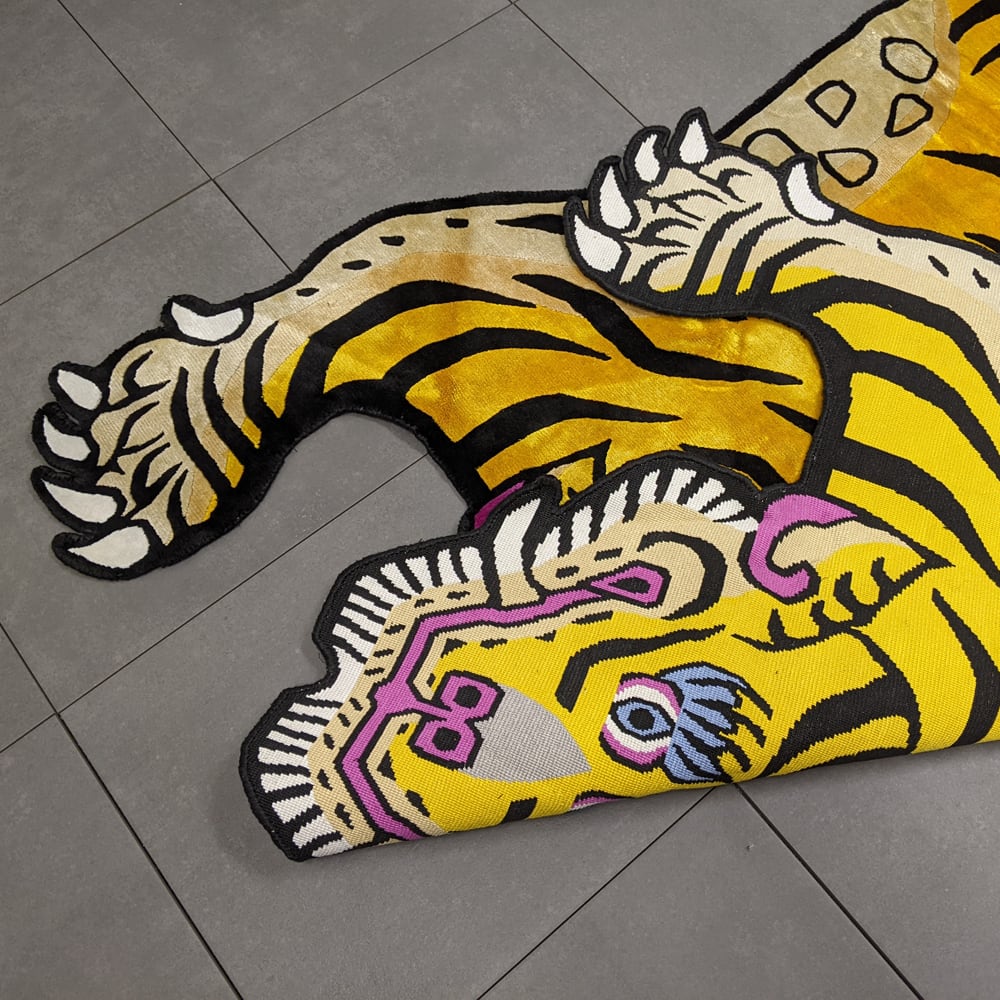 新品未使用　XXXLサイズ チベタンタイガーラグ シルク100% ベニワレン Tibetan Tiger Rug (XXXLサイズ シルク 017) チベタンタイガーラグ