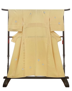 (単)淡黄色地 小花丸文様 付下(紋あり) LUKHA-067(リユース品)