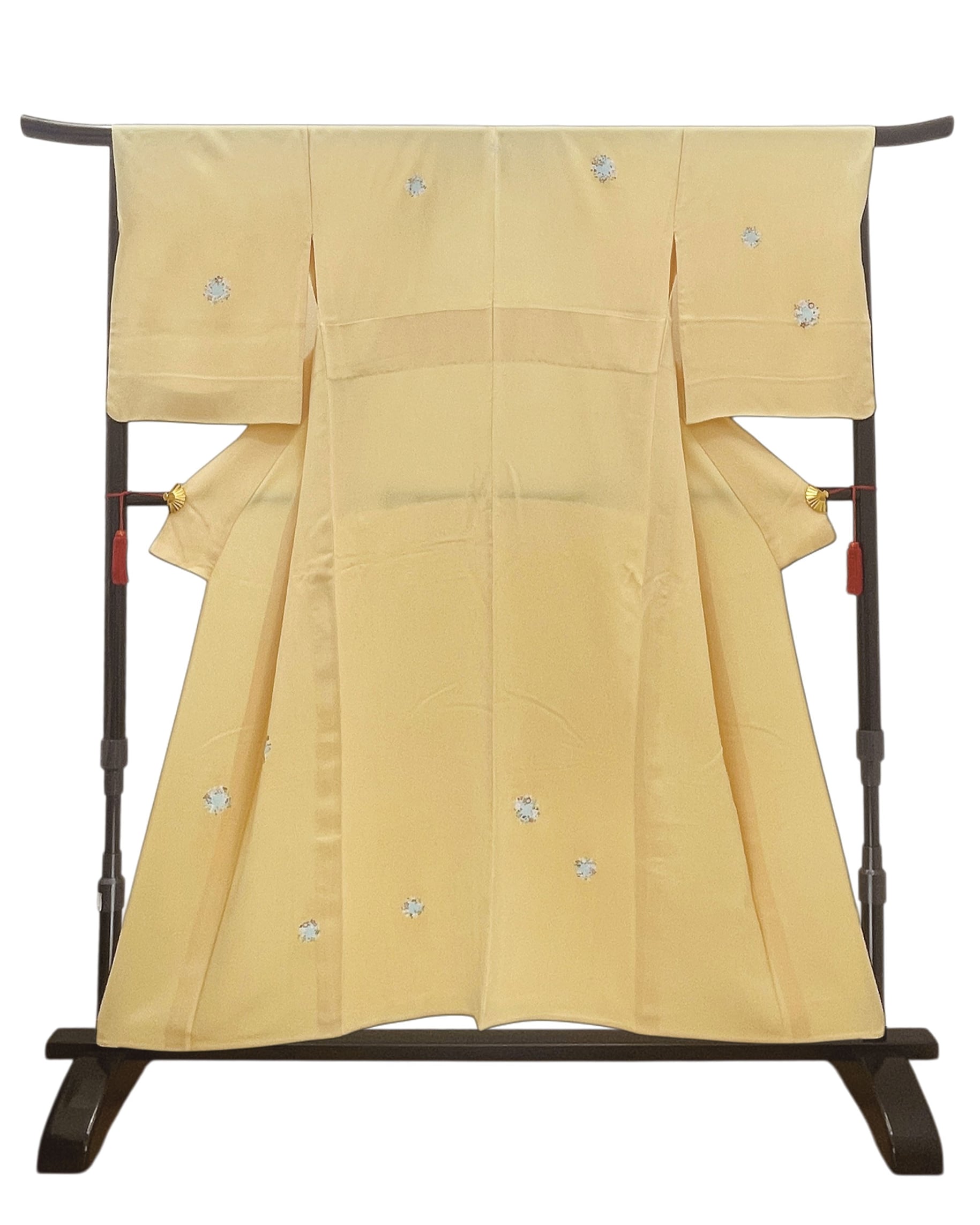 (単)淡黄色地 小花丸文様 付下(紋あり) LUKHA-067(リユース品)