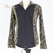 社交ダンス 衣装 ブラウス トップス メンズ MAISON DE DANSE ゼブラ 黒 金 ストレッチ 伸縮 ラテン ジャズ パーティ 発表会 男性 ブラック系 ゴールド系 ファッション ダンスウエア サルサ カジュアルシャツ おしゃれ ゼブラ柄 メンズファッション ステージ衣装 パフォーマンス用
