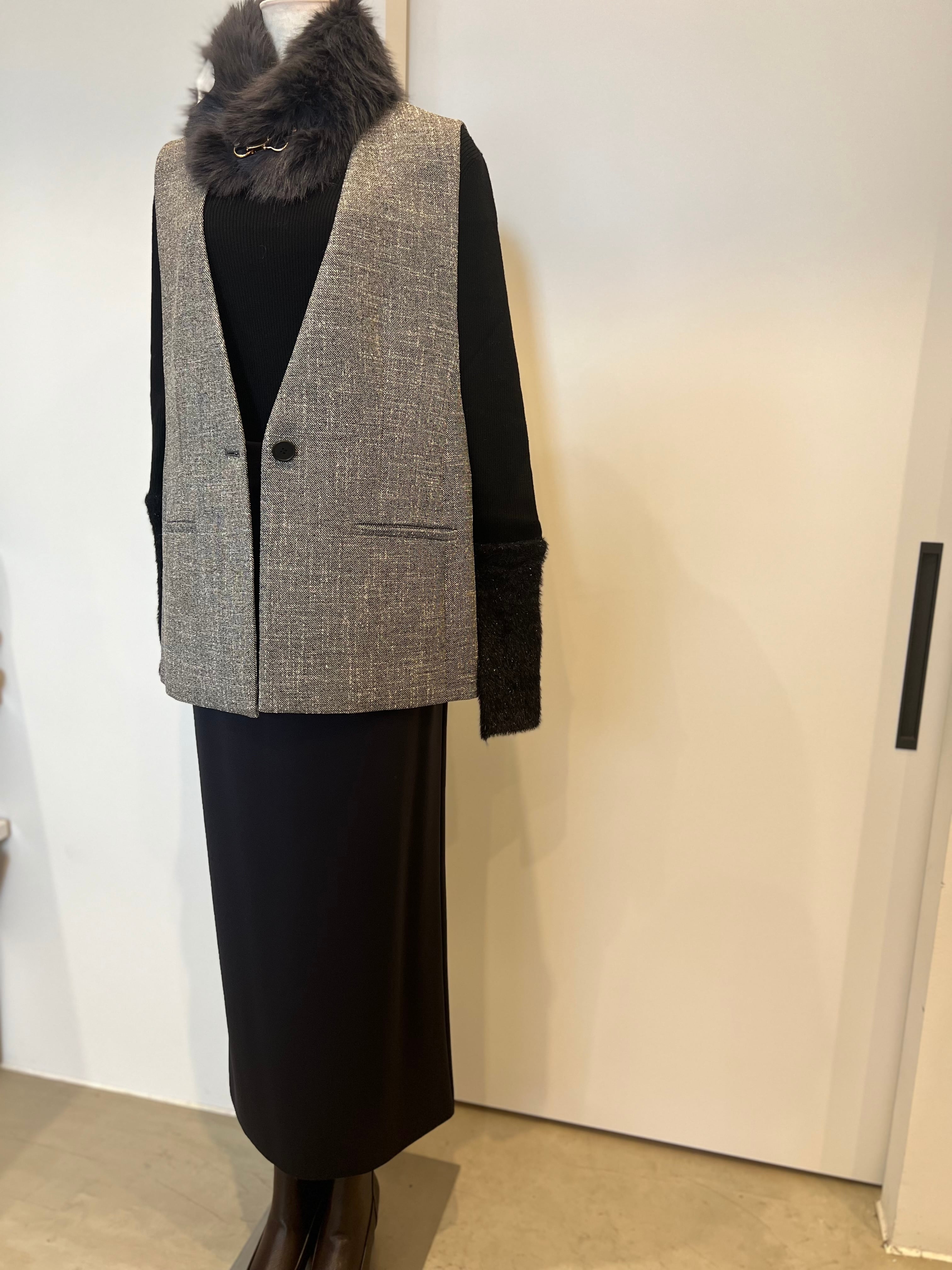 【PASSIONE】セットアップ可　ツイードライクジレ 536402