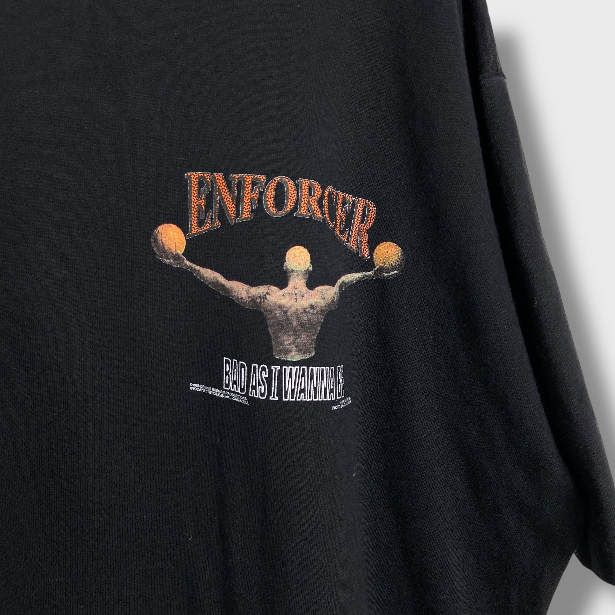 90s USA デニスロッドマン NBA ブルズ 両面プリントTシャツ 黒 XL