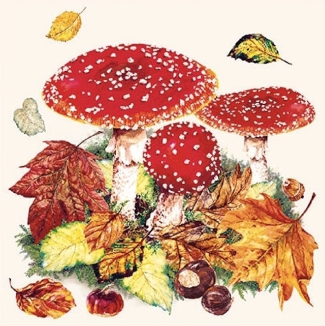 【Ambiente】バラ売り2枚 ランチサイズ ペーパーナプキン Fly agaric クリーム