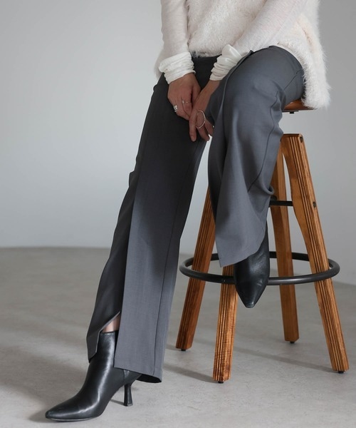 美脚フロントスリットパンツ 美脚フロントスリットパンツ