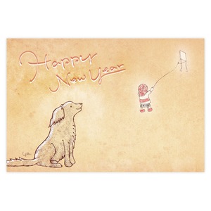 ポストカード『Happy New Year』(見守りワンコシリーズ)〜YUKO・Y3-3〜