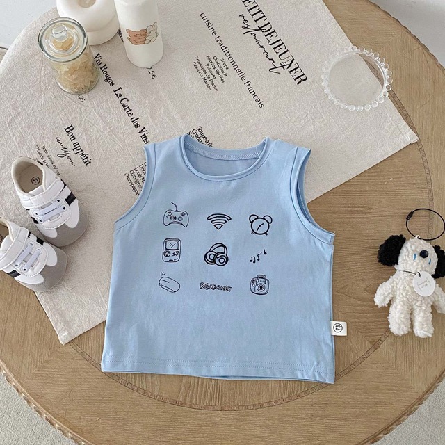 【BABY】デイリー絵文字プリントノースリーブTシャツ - 12