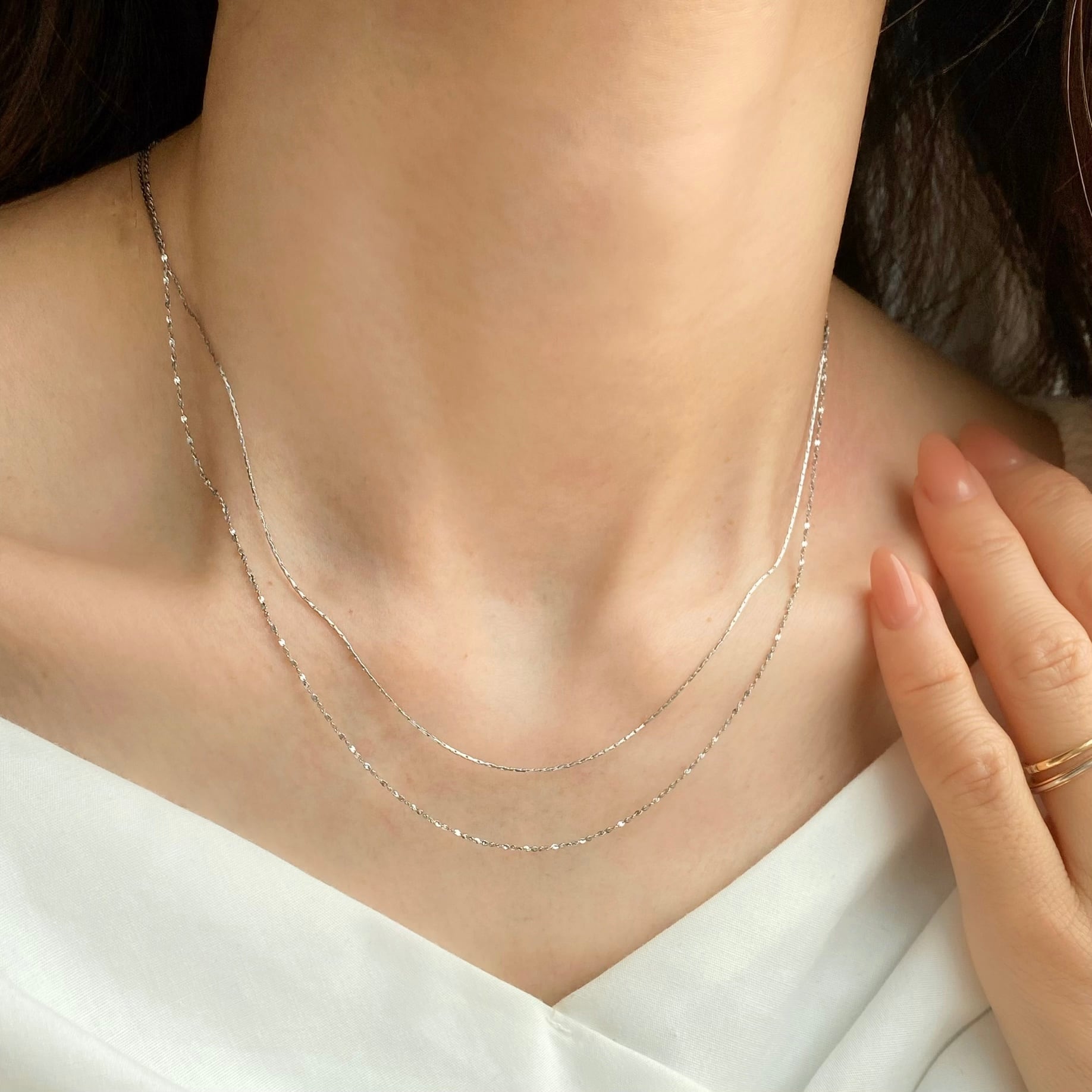 アクセサリー K.M レイヤー] K10YG ネックレス ブラックカルセドニー（036856