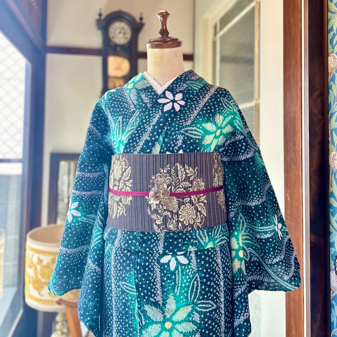 tall＊deep green＊有松鳴海絞り浴衣 グリーン 緑 A760 | PAY ID