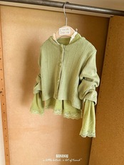 韓国子供服 / BANANA J / 26Autumn / レース ボーダーTシャツ / 秋服 / キッズ *XS~JS*