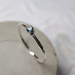 ロンドンブルートパーズ ラウンド3mm シルバープレーンリング 1.5mm幅 槌目 3号～21号｜W.K.W. LONDON BLUE TOPAZ RD3mm PLANE RING 1.5 sv hammer｜FA-450