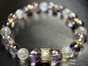 エレスチャルアメジスト×ブルームーンストーンデザインブレスレット